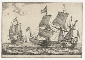Two Large Warships Thirteen Scenes with Ships (series title) by Reinier Nooms