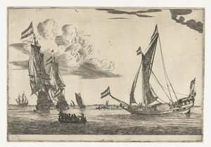 Two Warships and a Yacht Thirteen Scenes with Ships (series title) by Reinier Nooms