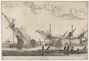 Waterproofing the Hulls of Three Fluyts, Thirteen Scenes with Ships (series title)