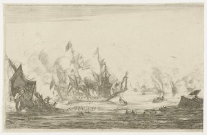 Sea Battle with a Sinking Ship (series title: New Naval Battles) by Reinier Nooms