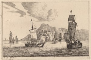 Harbor Scene with Mountainous Background by Reinier Nooms, called Zeeman