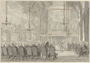 Reception of Prince William V and Wilhelmina of Prussia in the Council Chamber of the Town Hall of Amsterdam
