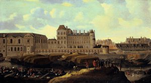 Louvre and Petit Bourbon seen from the Seine, Paris by Reinier Zeeman