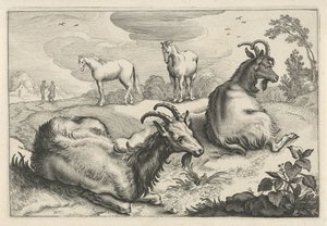 Landscape with Two Goats and Two Horses