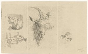 Study Sheet with Four Scenes by Reinierus Albertus Ludovicus baron van Isendoorn à Blois