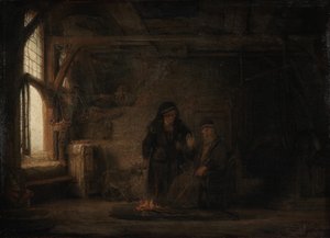 The Wife of Tobias with a Goat by Rembrandt