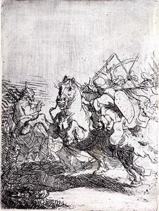 A Cavalry Fight by Rembrandt Harmensz. van Rijn