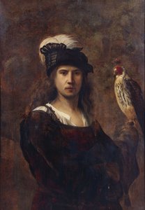 Falconer with Falcon and Feather Hat