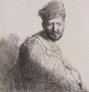 Bearded Man in Furred Oriental Cap and Robe by Rembrandt van Rijn