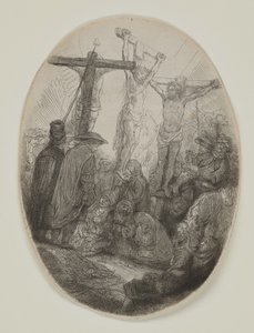 Christ Crucified Between Two Thieves: An Oval Plate by Rembrandt van Rijn