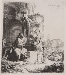 Christ and the Woman of Samaria: Among Ruins by Rembrandt van Rijn