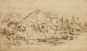 Cottage Beside a Canal by Rembrandt van Rijn