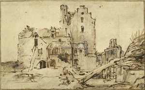 Kostverloren Castle in Decay by Rembrandt van Rijn
