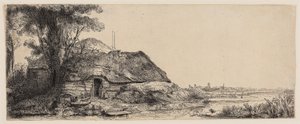 Landscape with a Cottage and a Large Tree by Rembrandt Harmensz. van Rijn