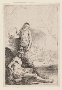 Male Nude Seated and Standing, c.1646 by Rembrandt Harmensz. van Rijn