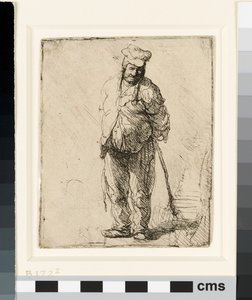 Ragged Peasant with his Hands behind Him, holding a Stick by Rembrandt van Rijn