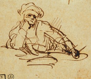 Study of a Writer, Seated, Pausing in Thought by Rembrandt van Rijn
