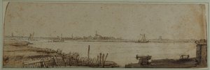 View of the River IJ from the Diemerdijk, c.1650 by Rembrandt Harmensz. van Rijn