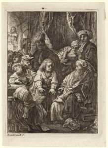 A Crowd of People Gathered Around a Seated Old Man