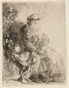 Abraham Caressing Isaac by Rembrandt van Rijn