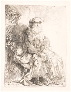 Abraham Caressing Isaac by Rembrandt van Rijn