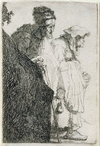 Beggar Man and Woman Behind a Bank