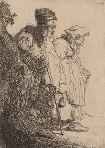 Beggar Man and Woman Behind a Bank by Rembrandt van Rijn