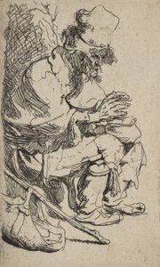 Beggar Seated Warming His Hands at a Chafing Dish by Rembrandt van Rijn