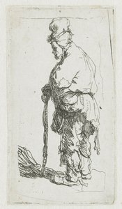 Beggar Leaning on a Stick, Facing Left by Rembrandt van Rijn