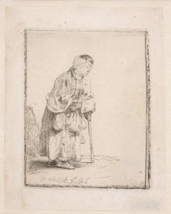 Beggar Woman Leaning on a Stick by Rembrandt van Rijn