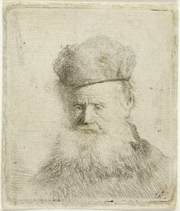 Bust of an Old Man with a Fur Cap and Flowing Beard, Nearly Full Face by Rembrandt van Rijn