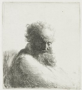 Bust of an Old Bearded Man, Looking Down, Three Quarters Right by Rembrandt van Rijn