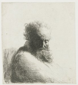 Bust of an Old Bearded Man, Looking Down, Three Quarters Right by Rembrandt van Rijn