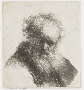 Bust of an Old Man with Flowing Beard and White Sleeve by Rembrandt van Rijn