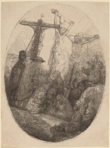 Christ Crucified between the Two Thieves: an Oval Plate by Rembrandt van Rijn