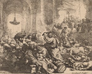 Christ Driving the Money Changers from the Temple by Rembrandt van Rijn