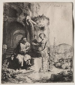 Christ and the Woman of Samaria Among Ruins by Rembrandt van Rijn