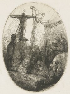 Christ Crucified Between the Two Thieves: An Oval Plate by Rembrandt van Rijn