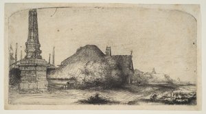 Cottage and Boundary Post on the Spaarndammerdijk by Rembrandt van Rijn