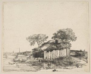 Cottage with a White Paling by Rembrandt van Rijn