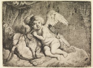 Cupid Resting, after a Painting Formerly Attributed to Rembrandt by Rembrandt van Rijn