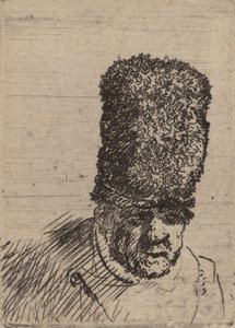 Head of an Old Man in High Fur Cap by Rembrandt van Rijn