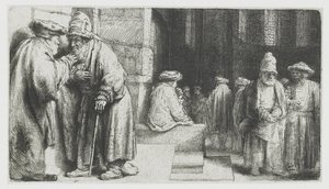 Jews in the synagogue by Rembrandt van Rijn
