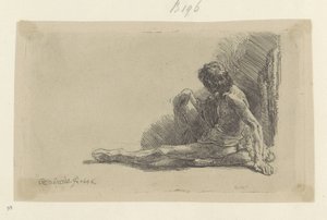 Young Man Sitting on the Ground with One Leg Outstretched by Rembrandt van Rijn