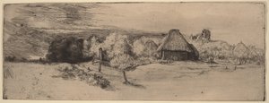 Landscape with Trees, Farm Buildings and a Tower by Rembrandt van Rijn
