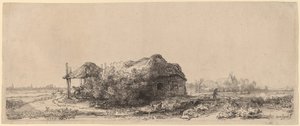 Landscape with a Cottage and Hay Barn: Oblong by Rembrandt van Rijn