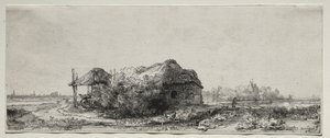 Landscape with a Cottage and Hay Barn: Oblong by Rembrandt van Rijn