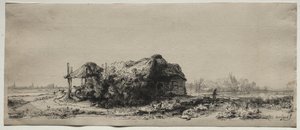 Landscape with a Cottage and Hay Barn: Oblong by Rembrandt van Rijn