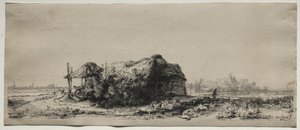 Landscape with a Cottage and Hay Barn: Oblong by Rembrandt van Rijn