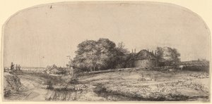 Landscape with a Hay Barn and a Flock of Sheep by Rembrandt van Rijn